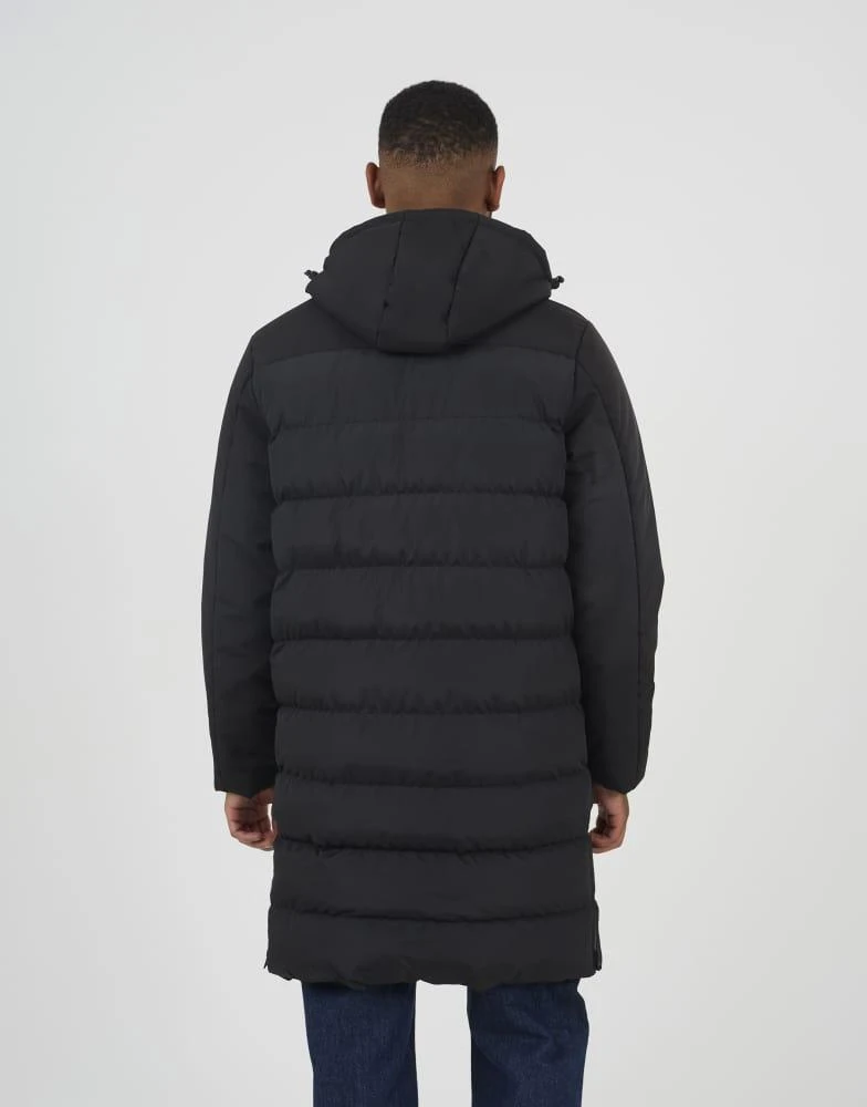 Brave Soul Brave Soul Padded hooded longline jacket in black 2