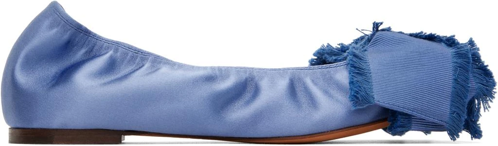 Lanvin Blue Satin Bow Ballerina Flats 1