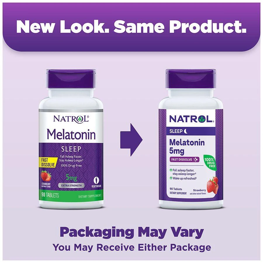 Natrol Melatonin 5mg, Sleep Support, Fast Dissolve Tablets Strawberry 3