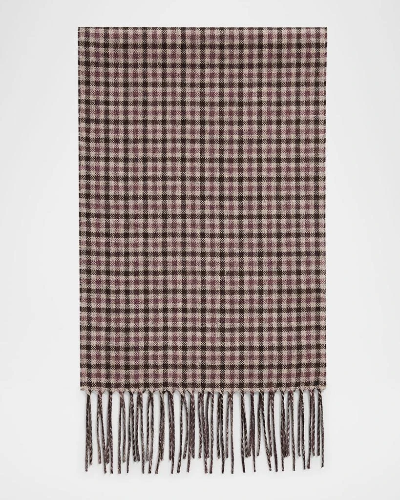PIACENZA 1733 Men
s Iperico Windowpane to Gingham Silk and Cashmere Scarf