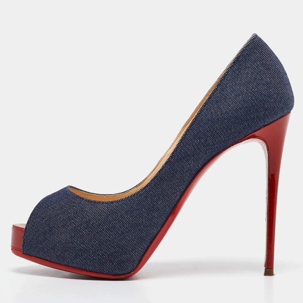 Christian Louboutin Christian Louboutin Navy Blue Denim Very Prive Peep Toe Pumps Size 35.5 1