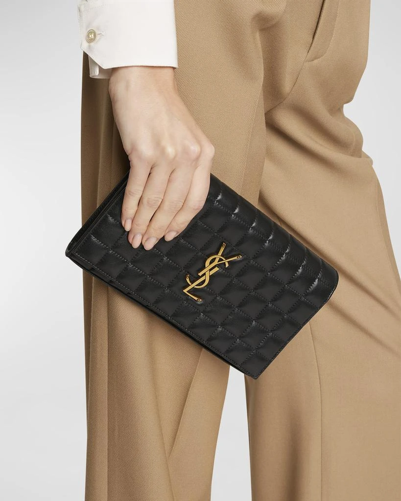 Yves Saint Laurent Cassandre YSL Wallet on Chain in Quilted Smooth Leather 4