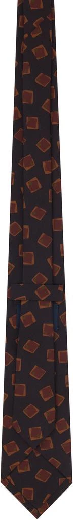 Drake's Navy Jumbled Tile Print Silk Self Tipped Tie 2