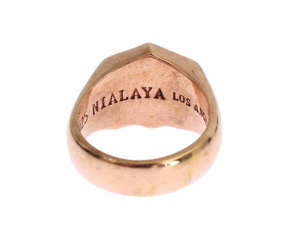 Nialaya Nialaya Pink Gold 925 Silver Authentic Clear Ring 5