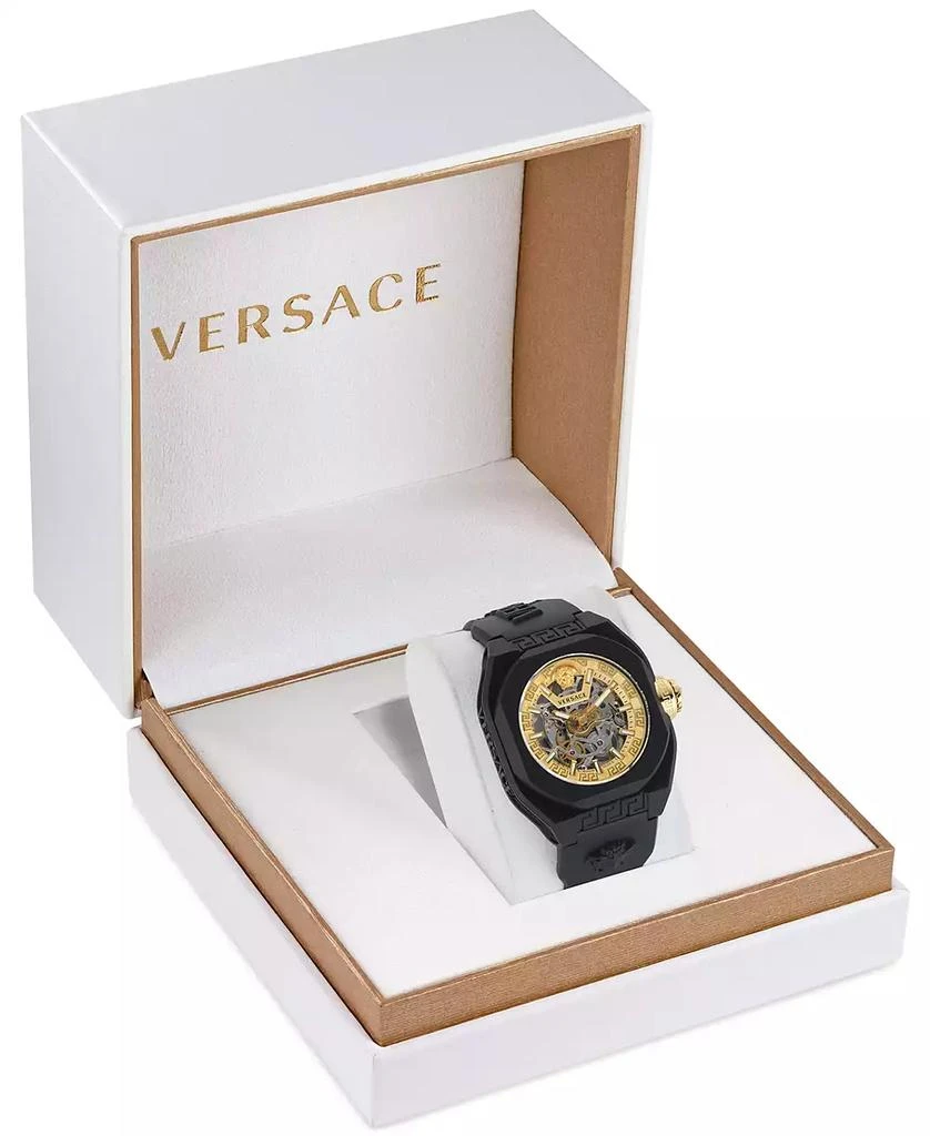 Versace Men's Swiss Automatic V-Legend Skeleton Black Rubber Strap Watch 42mm 4