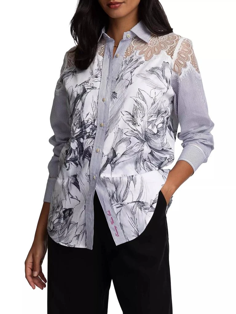 Robert Graham Carrie Floral Lace-Paneled Shirt 8