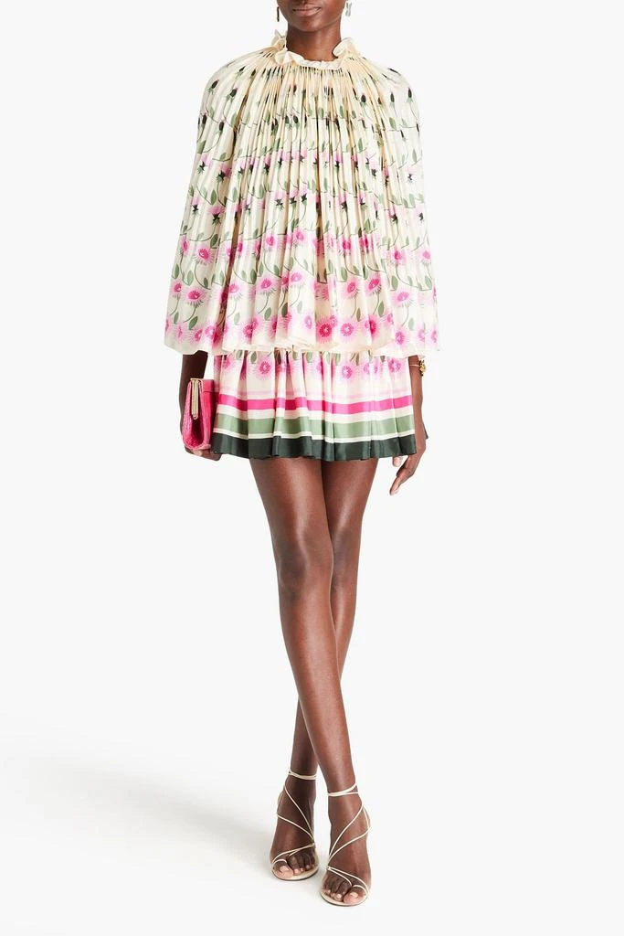 Valentino Cape-effect printed silk-twill mini dress 2