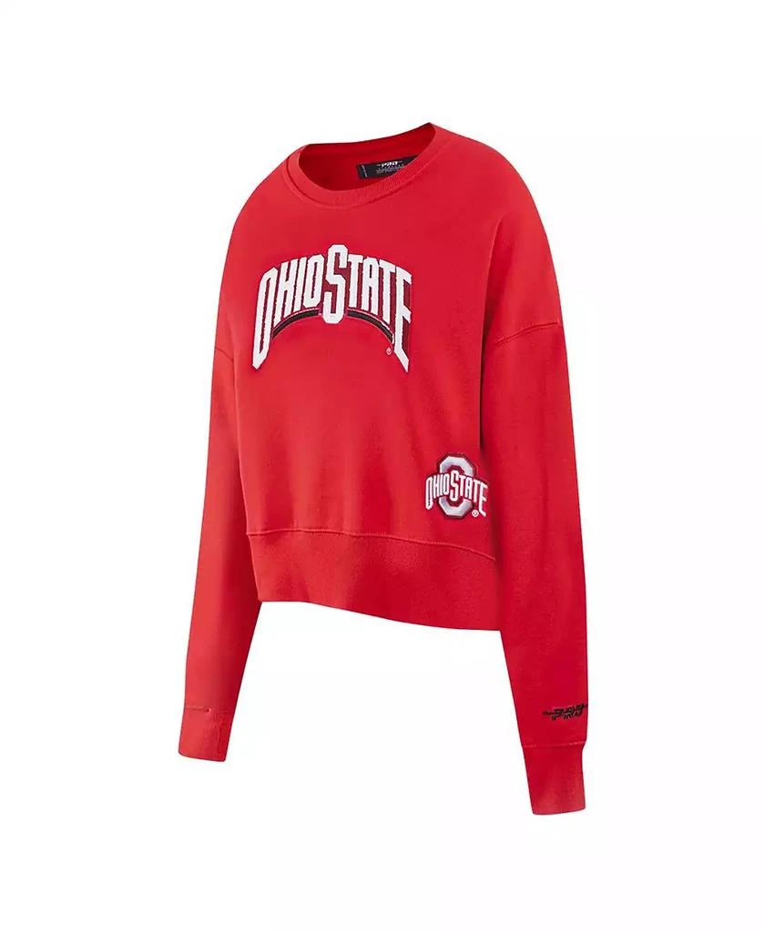 Pro Standard Women's Scarlet Ohio State Buckeyes Sequin Boxy Cropped Pullover Sweatshirt 5