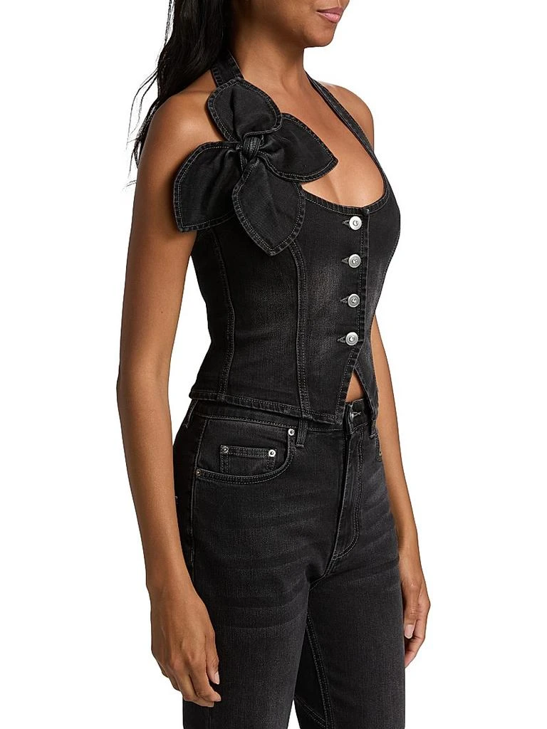 AREA Denim Bow Halter Top 4