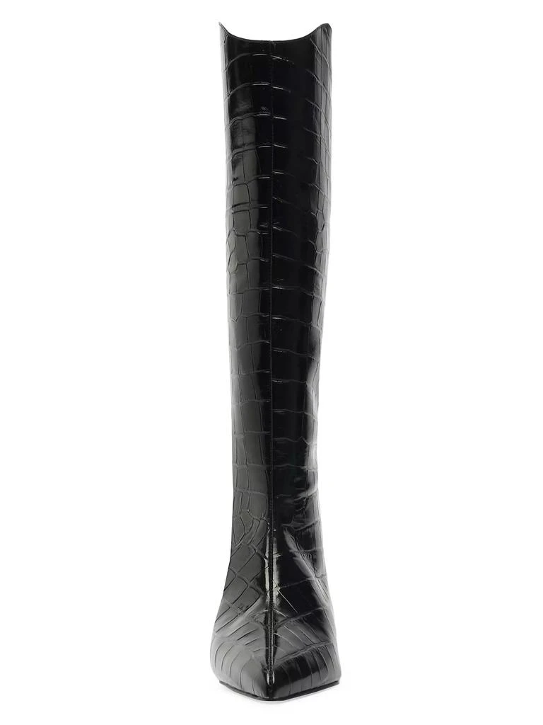 Schutz Maryana 50MM Crocodile-Embossed Wide-Calf Boots 6