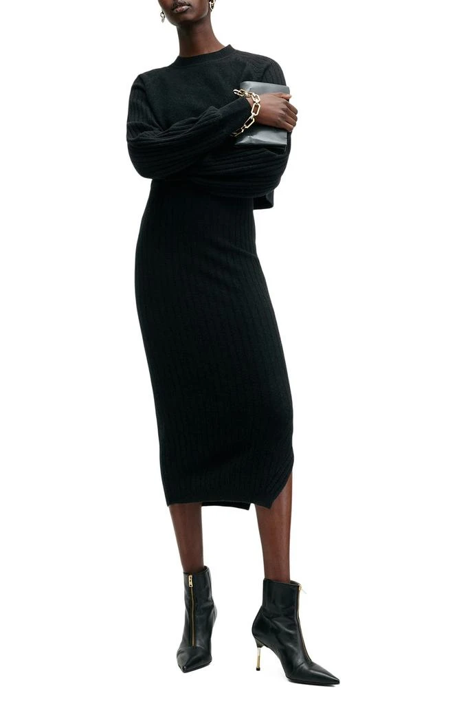 ALL SAINTS Margot Rib Wool Blend Crop Sweater & Midi Sweater Dress Set 6