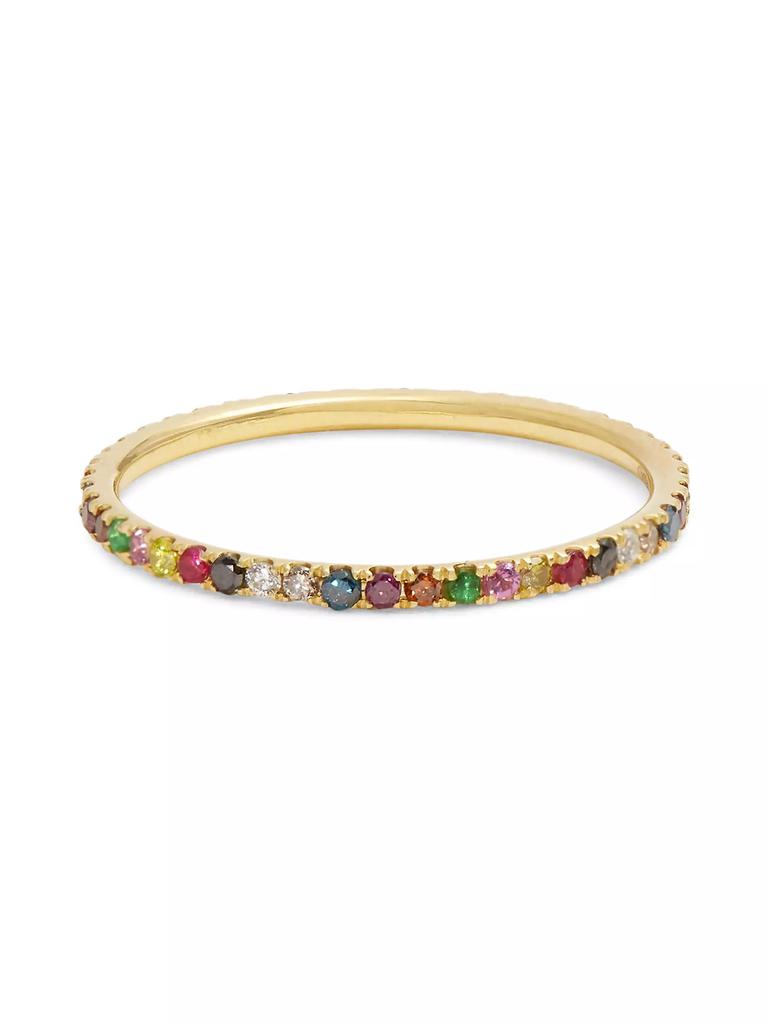 Ileana Makri Classic Thread 18K Yellow Gold & Rainbow Multi-Stone Ring