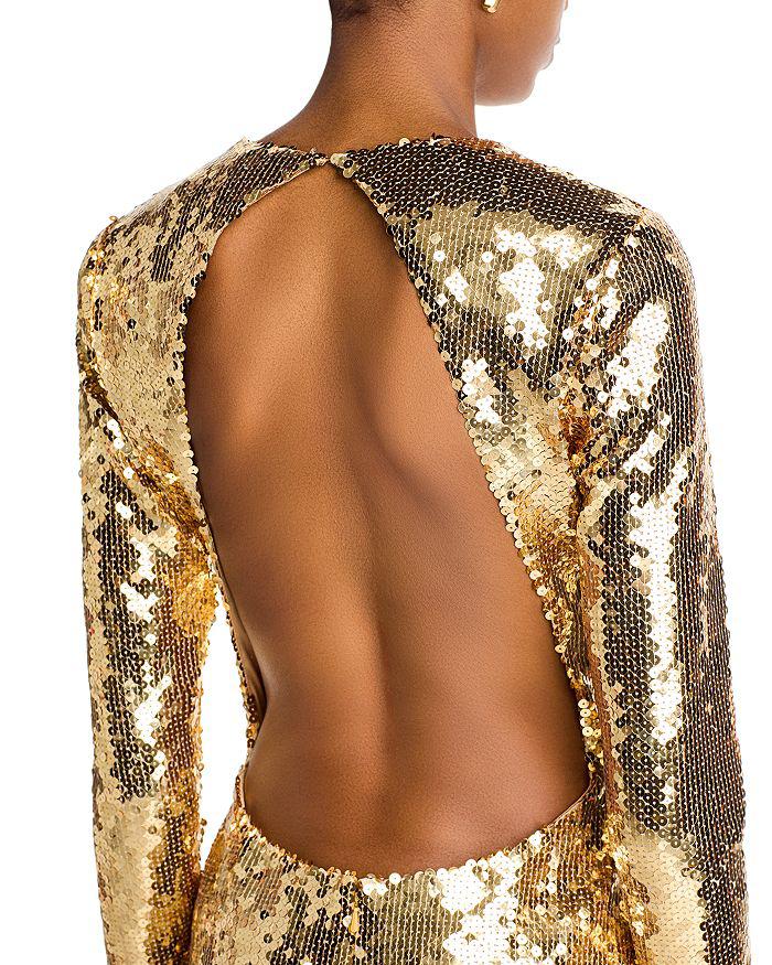 Sergio Hudson Sequin Open Back Mini Dress