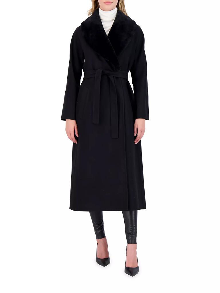 Gorski Wool Short Coat with Shearling Lamb Collar
