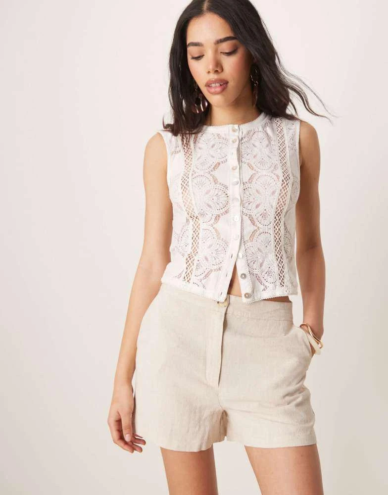 ASOS ASOS DESIGN relaxed dad shorts with linen in stone 1