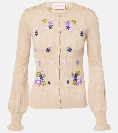 Valentino Embroidered virgin wool cardigan 1