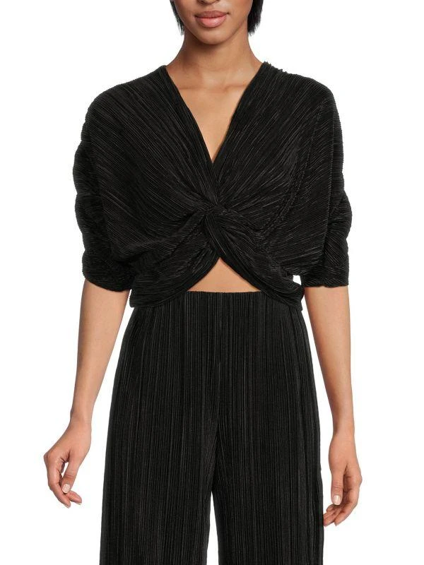 Renee C. Plisse Twist Crop Top 1