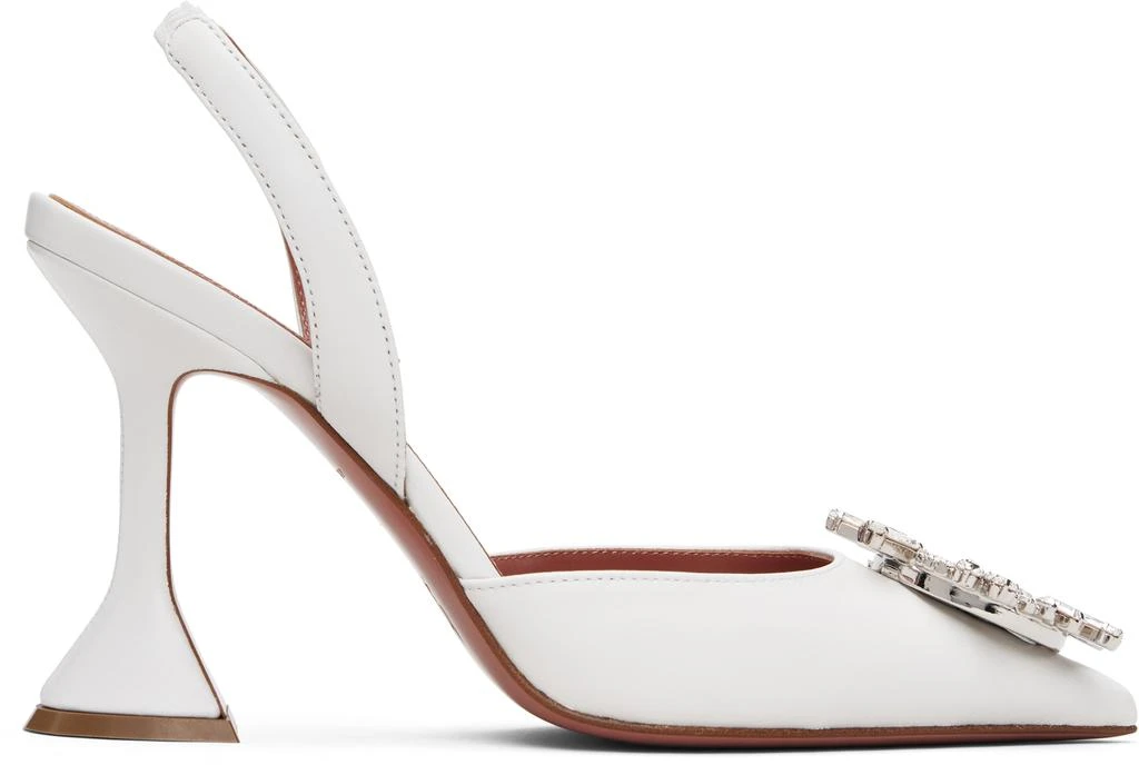 Amina Muaddi White Begum Sling 95 Heels