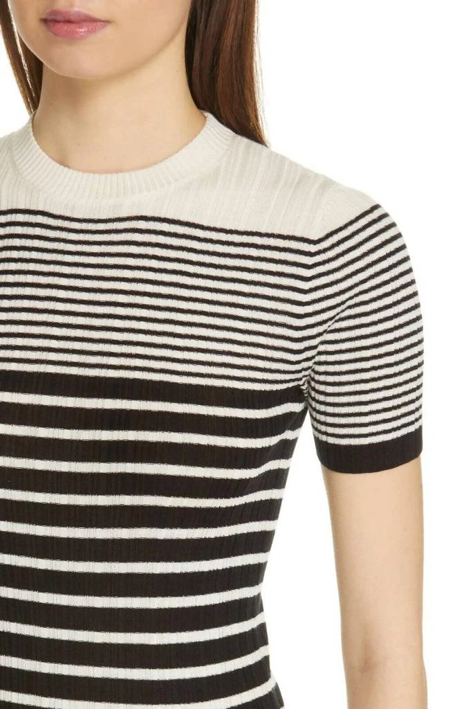 ATM Atm - Striped Short Sleeve Silk Cashmere Knit Sweater 5