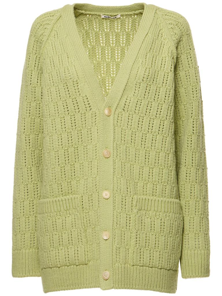 AURALEE Rib Knit Wool Cardigan