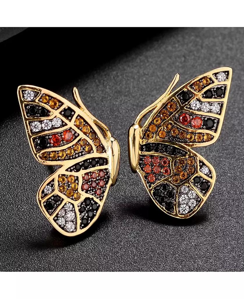 Noir Multi-Colored Cubic Zirconia Butterfly Wing Stud Earring
