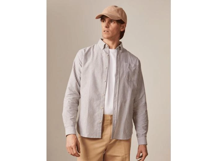 Figaret Chemise gabriel rayée kaki 1