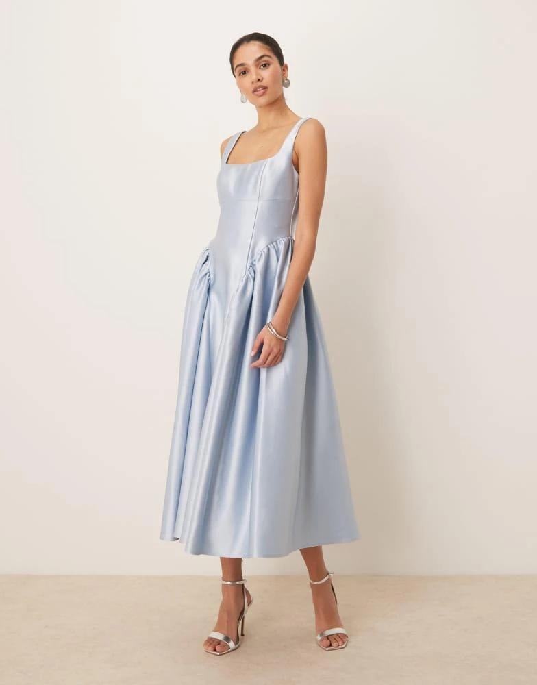 midi dress plus size formal Elise Embroidered Pleated Tulle Midi Dress