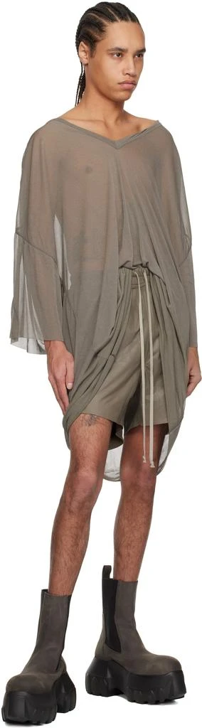 Rick Owens Gray Hollywood Boxers Leather Shorts 4