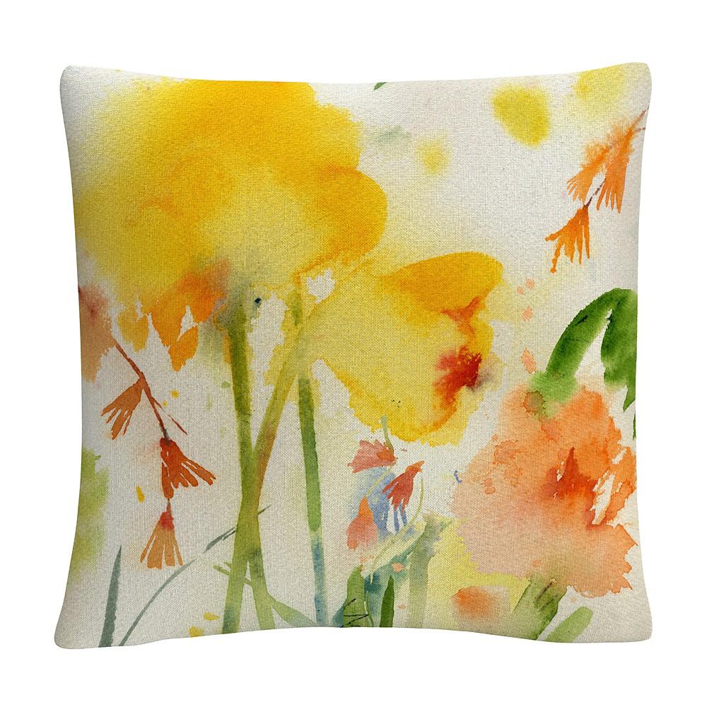 Baldwin Sheila Golden Garden Yellows Floral Abstract Decorative Pillow, 16" x 16"