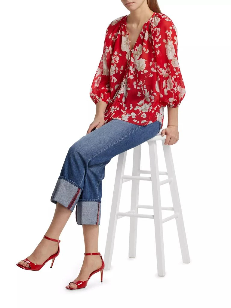 L'Agence Teagan Floral Semi-Sheer Button-Front Blouse 2