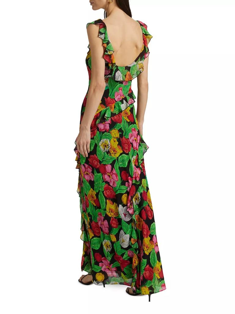 Milly Tulip Rosette Ruffled Floral Sleeveless Maxi Dress 5
