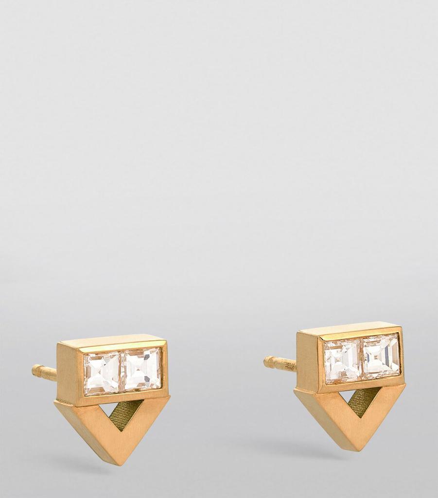 Azlee Yellow Gold and Diamond Deco Earrings