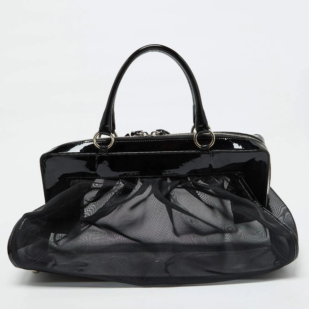 Valentino Valentino Black Mesh and Patent Leather Petale Rose Dome Satchel 4