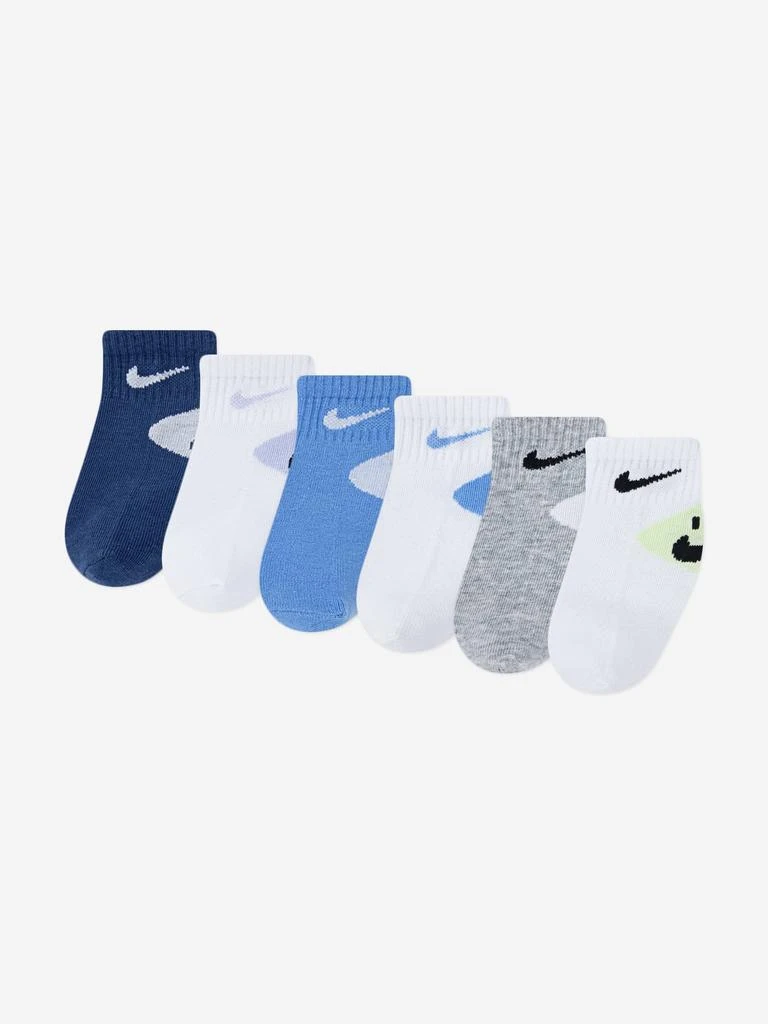 NIKE Nike Baby 6 Pack Smiley Ankle Socks Set in Navy