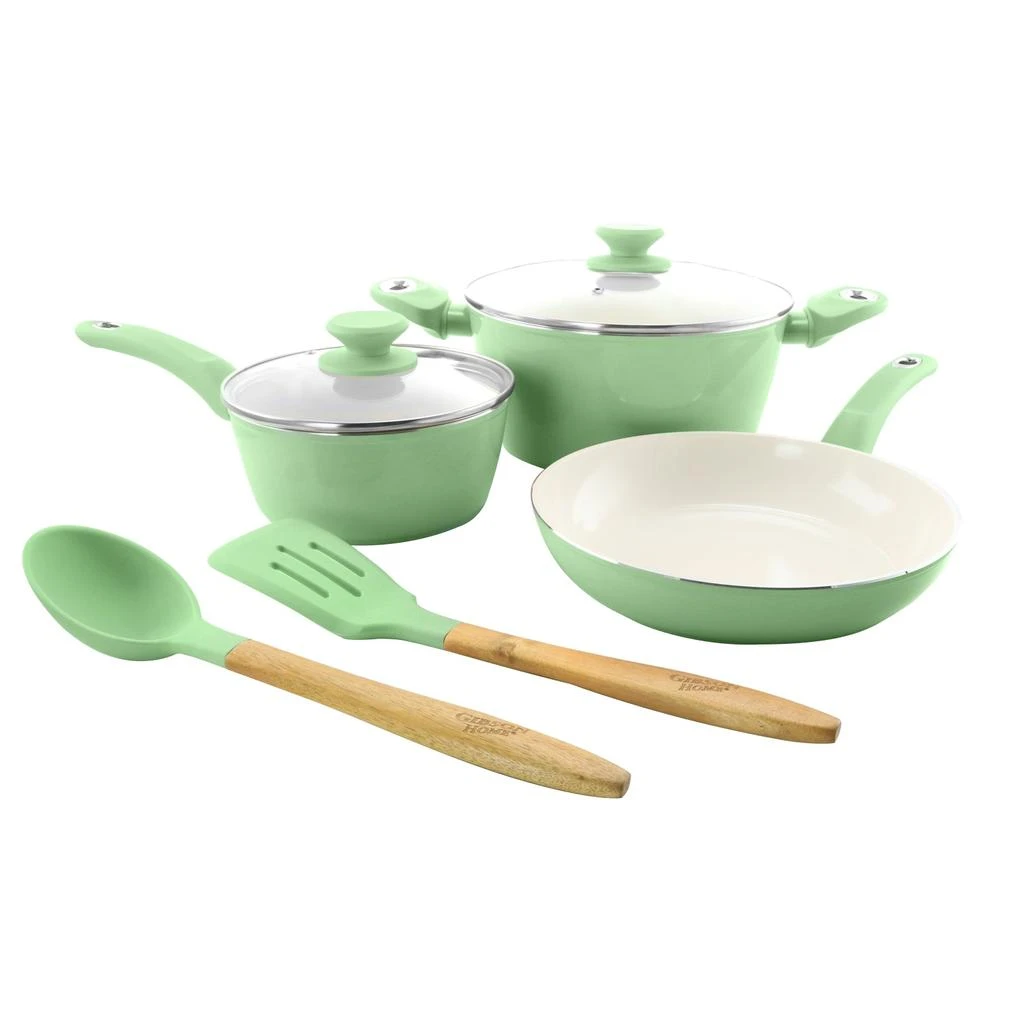 Gibson Home Plaza Cafe 7 Piece Essential Core Aluminum Cookware Set in Mint 3