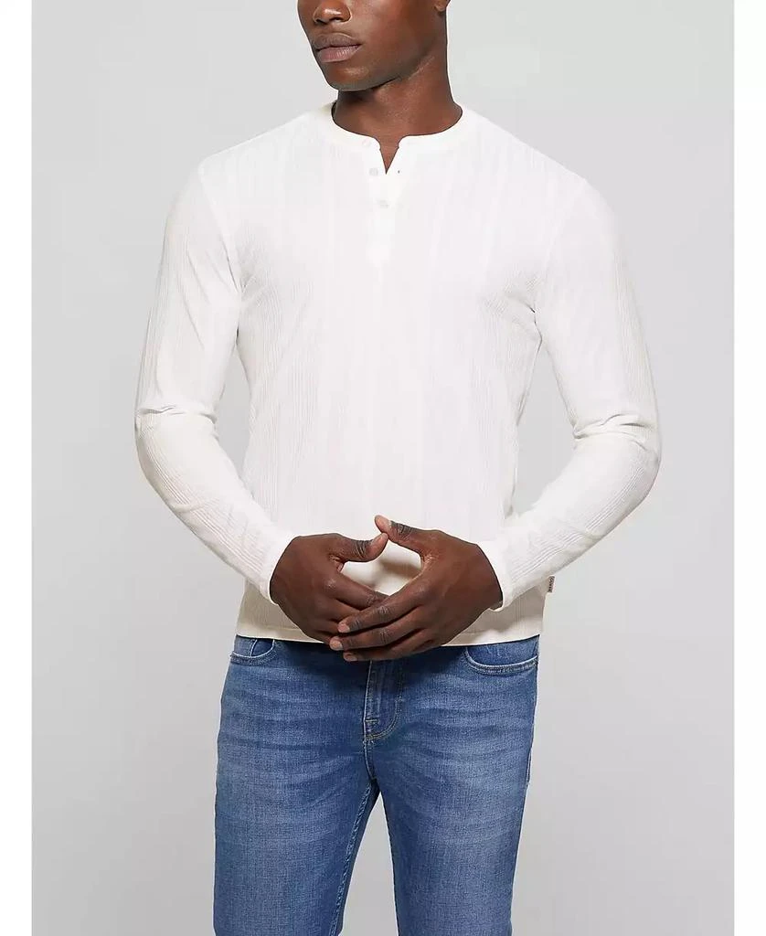 GUESS Men's Brentwood Rib Knit Henley T-shirt 5