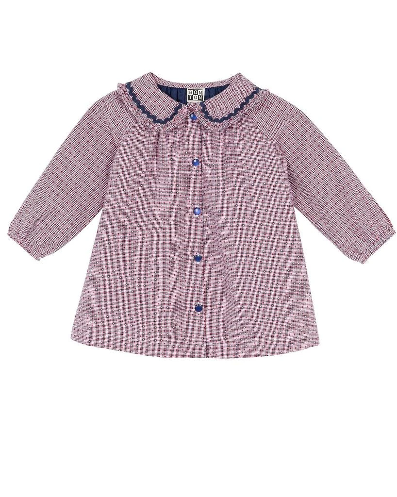 预计3周后发货 Bonton Robe Mini Heidi Bleue Bébé En Chambray À Carreaux 1