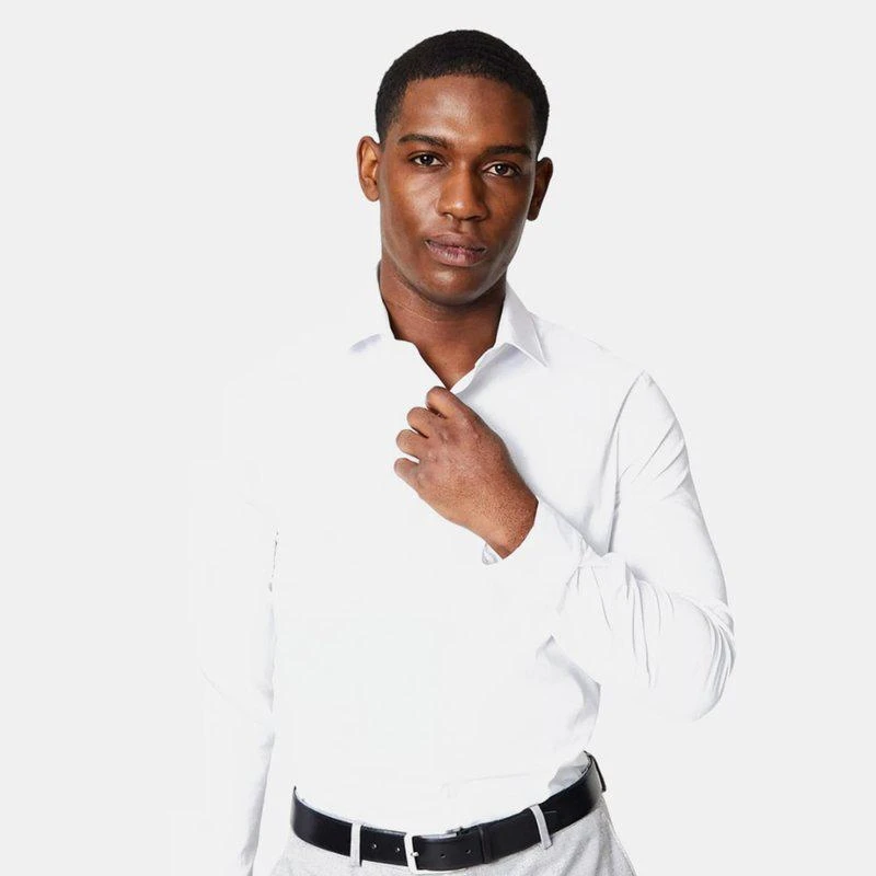 Burton Burton Mens Easy-Iron Tailored Long-Sleeved Shirt (White) 1