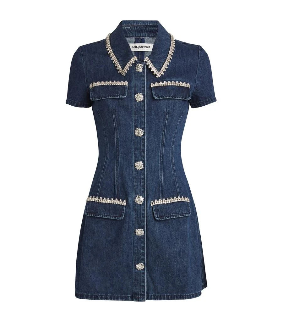 Self Portrait Denim Collared Mini Dress - Dresses & Skirts - Compare Prices  from 8+ Stores - BeyondStyle