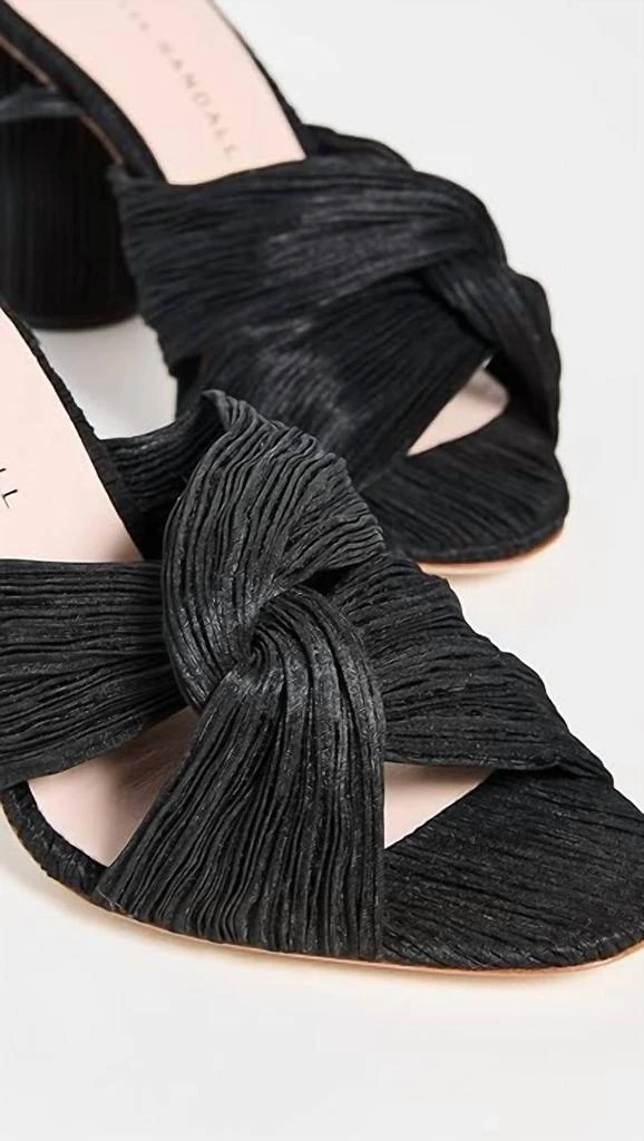 Loeffler Randall Women's Reed Pleated Twist Sandals In Black Taffeta 2
