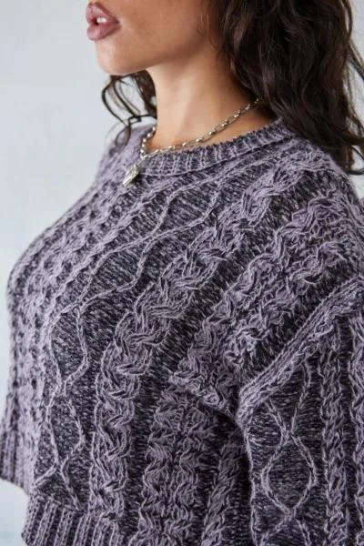 Urban Outfitters UO Olive Acid Wash Cable Knit Sweater 2