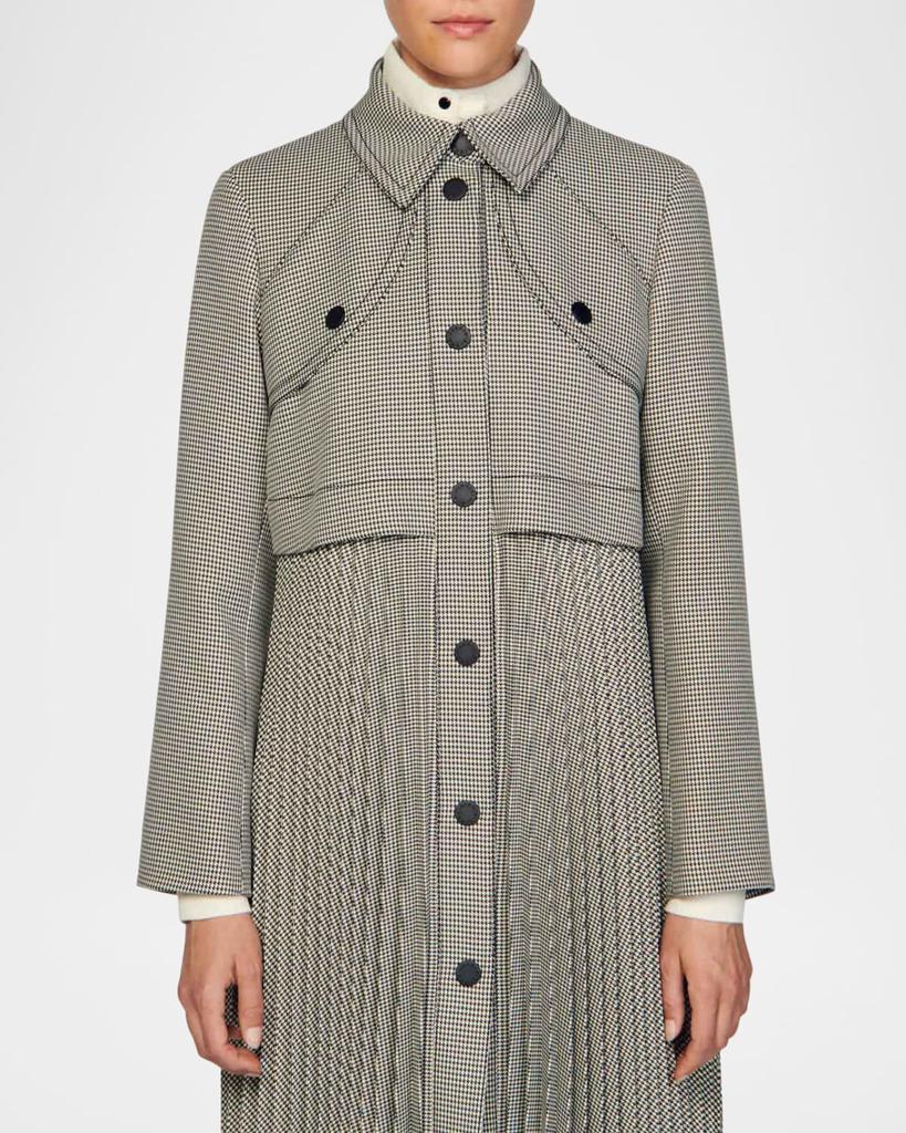 Sandro Mathilda Pleated Houndstooth Trench Coat - Coats - Compare