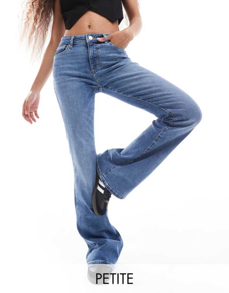 Bershka Bershka Petite high waisted flared jeans in light wash blue