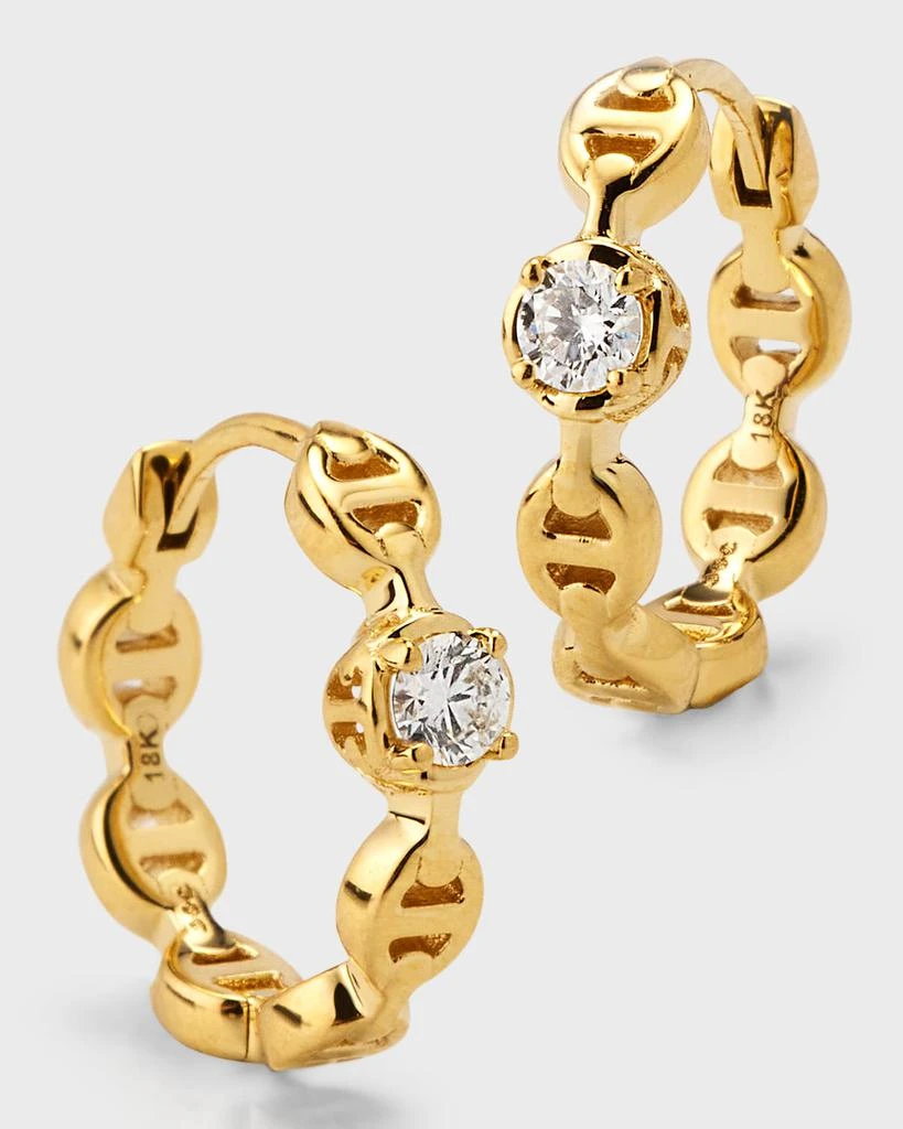 Hoorsenbuhs 18K Yellow Gold 12MM Tri-Link Diamond Huggie Earrings 1