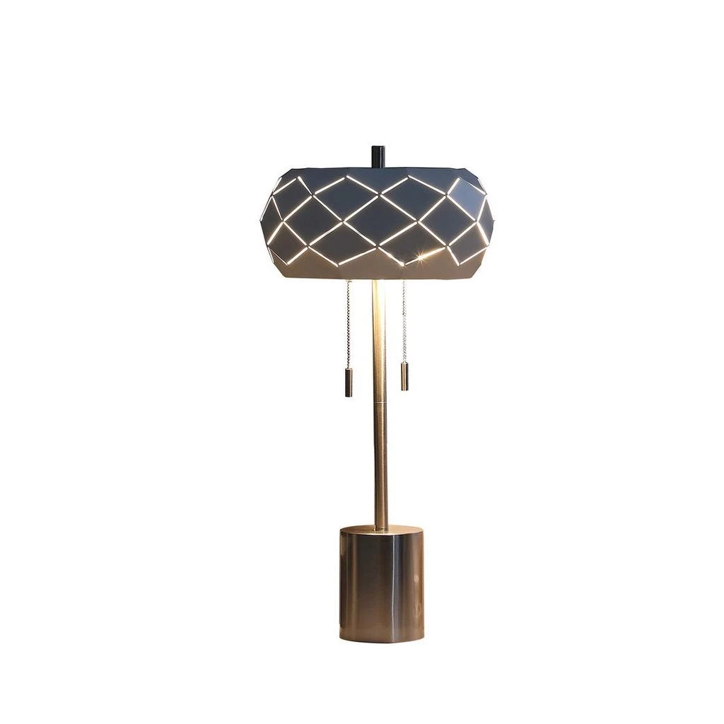 Streamdale Furniture Streamdale 28" In Legeme Mid Century Danish 2-Light Steel Pull Chain Table 3