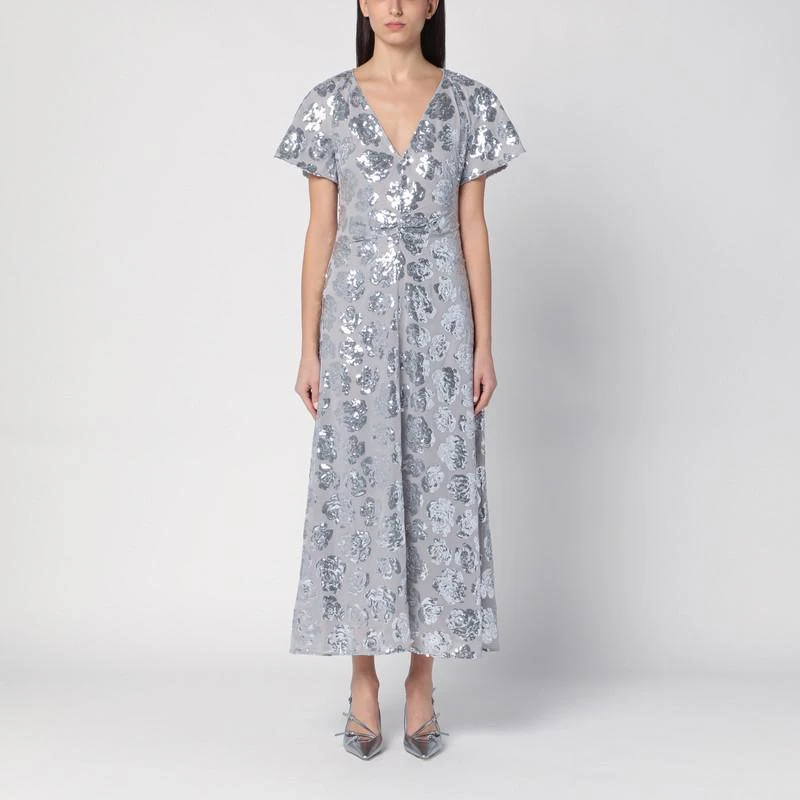 ROTATE Birger Christensen Light grey chiffon midi dress with sequins -  Dresses & Skirts - BeyondStyle