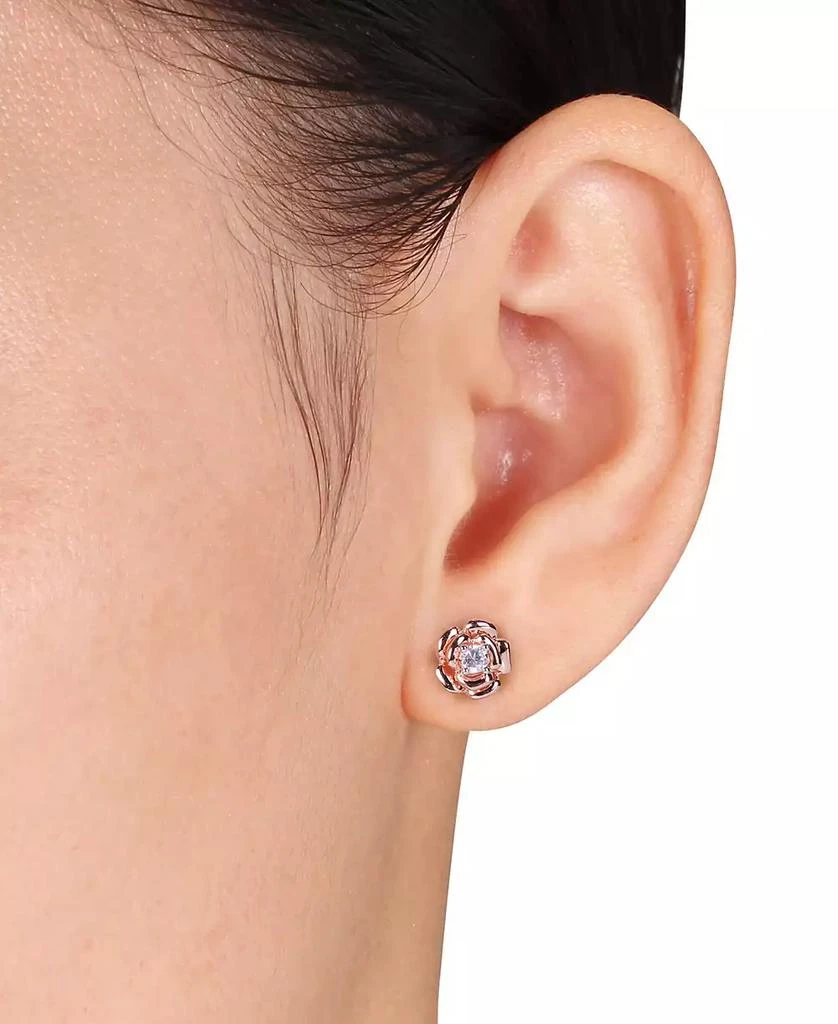 Macy
s Lab Grown White Sapphire (1/3 ct. t.w.) Flower Stud Earrings in 18k Rose Gold Over Silver 2