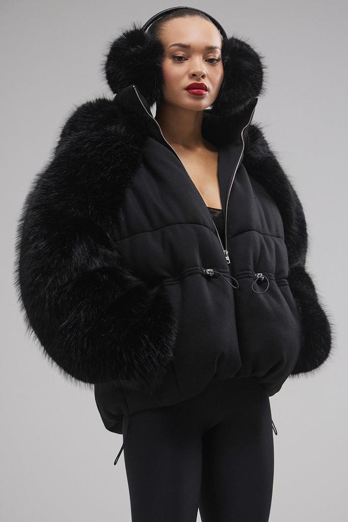 Alo La Premiere Opulent Faux Fur Stunner Jacket - Black/Black