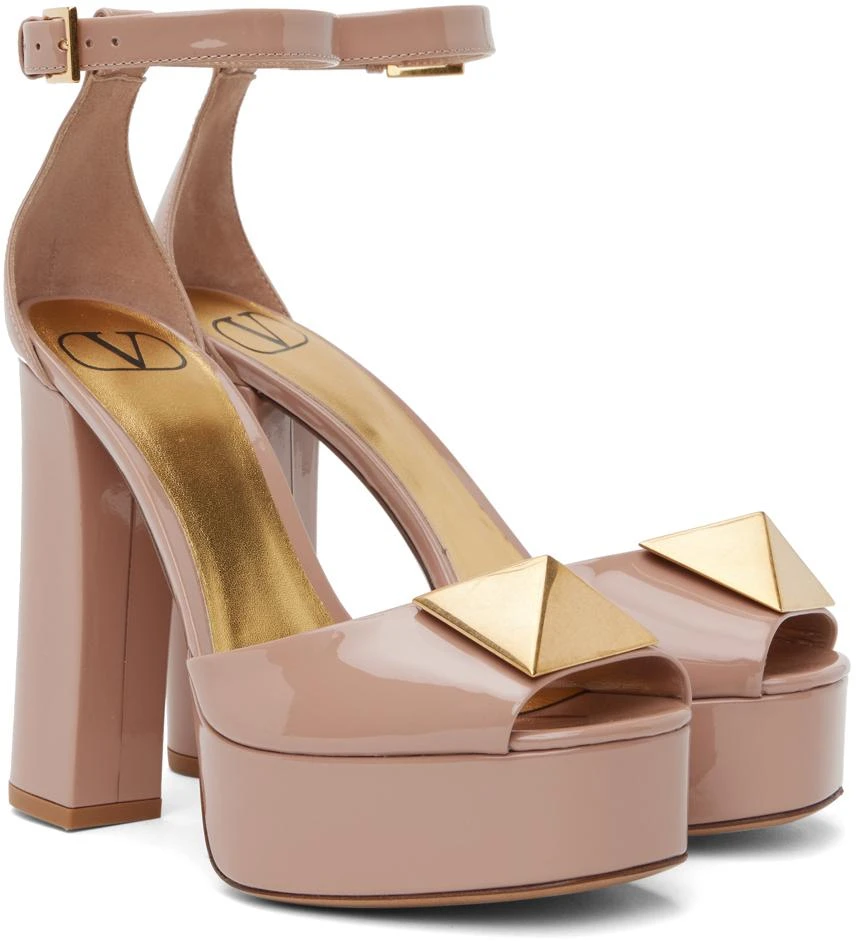 Valentino Beige One Stud Platform Heels 4