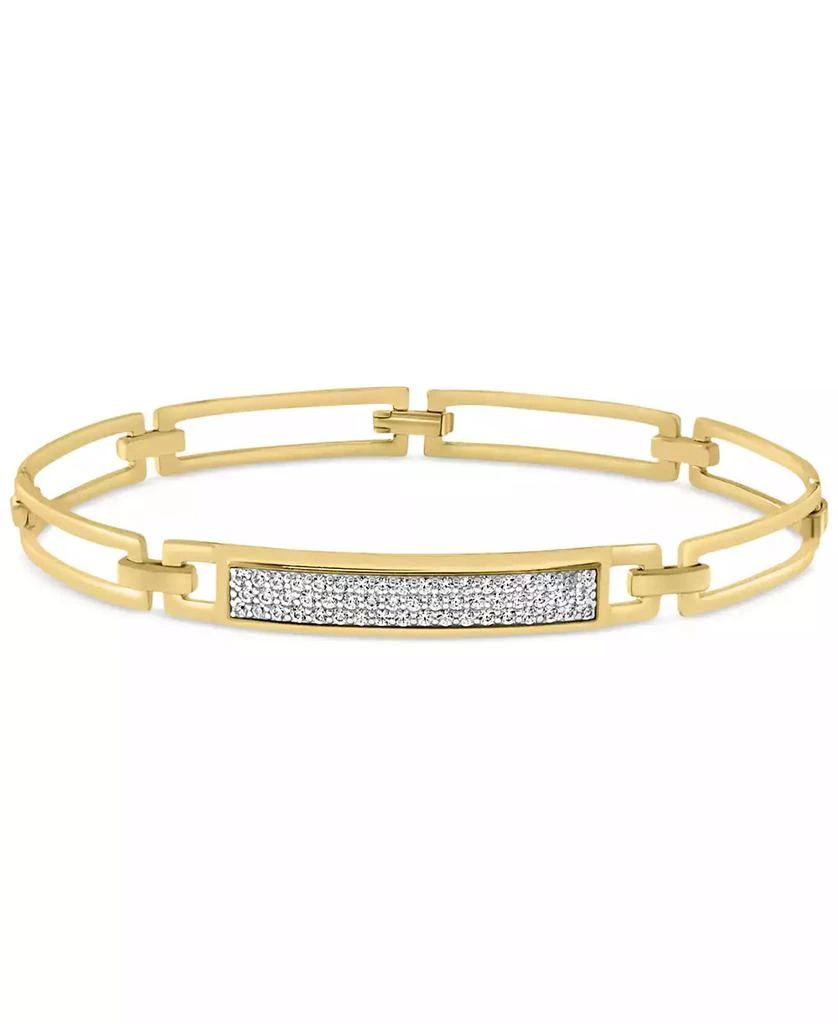 Effy EFFY® Men
s Zircon Bar Cluster Rectangular Open Link Bangle Bracelet (1-3/8 ct. t.w.) in Gold-Plated Sterling Silver 3